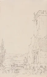 Pórtico sur y torre de una iglesia no identificada
